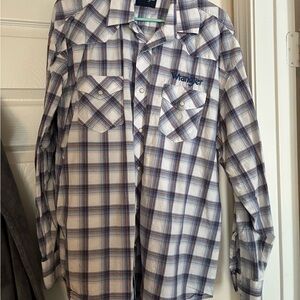 Wrangler Blue and White Plaid Shirt